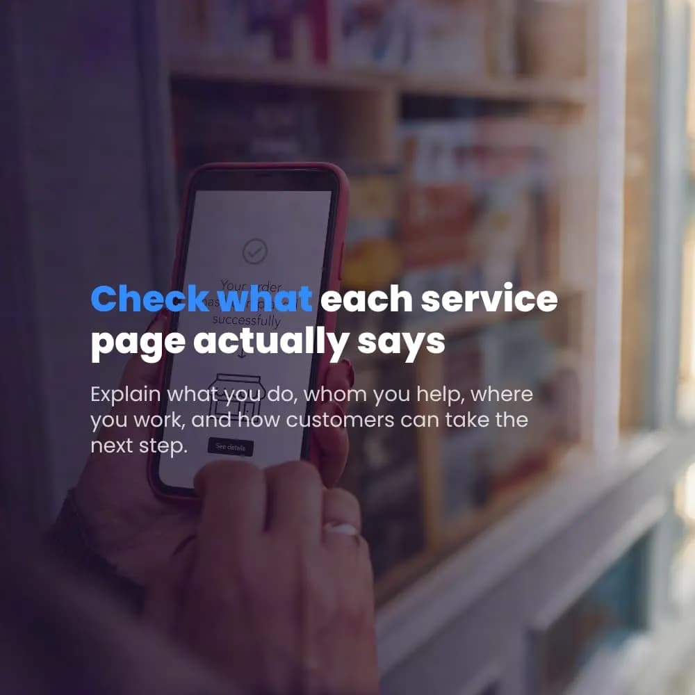 Check what each service page actually says