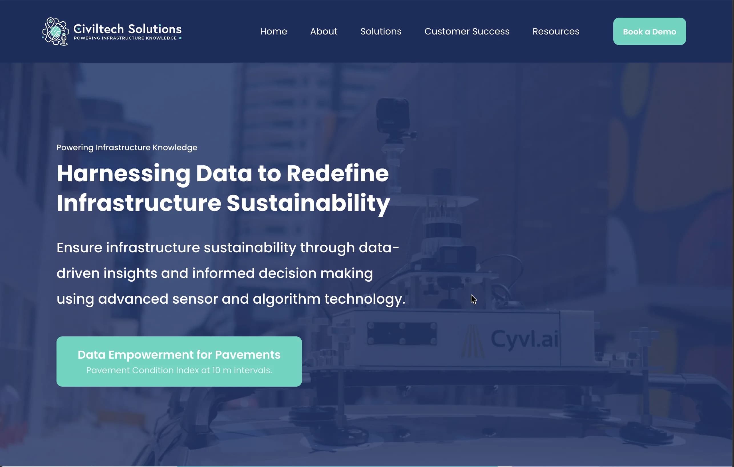 CivilTech Solutions homepage introducing its civil engineering and road delivery services